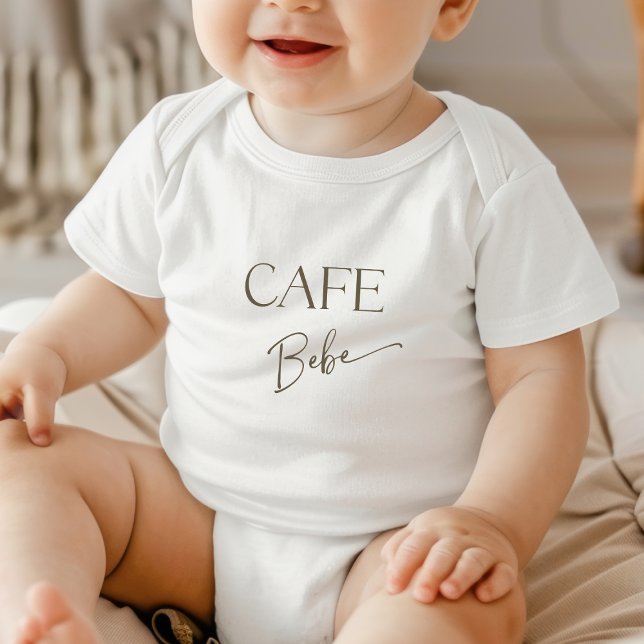 Retro Neutral Bow Cafe Bebe Coffee Baby Shower Strampler (Von Creator hochgeladen)