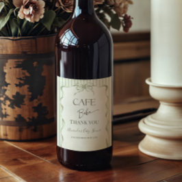 Retro Neutral Bow Cafe Bebe Coffee Baby Shower Weinetikett