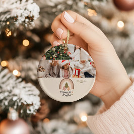 Retro-Neutrales-Regenbogen-Frohe-Weihnachten  Keramik Ornament