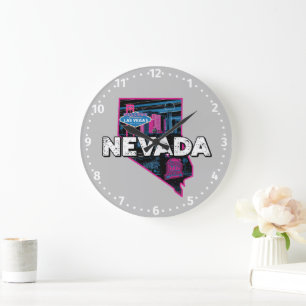 Retro Nevada Silhouette Große Wanduhr
