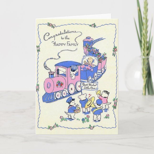 Retro New Baby Congratulations Card Karte (Vorderseite)
