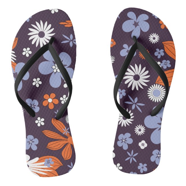 Retro New Design Floral Indie Blume Zeichnend Aest Flip Flops (Fußbett)