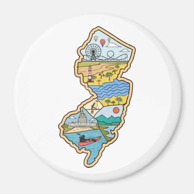 Retro New Jersey Cape May Atlantic City Souvenir Magnet (Vorne)