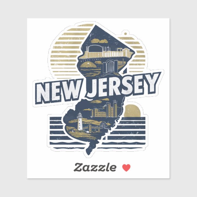 Retro New Jersey Staat Sticker (Blatt)