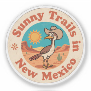 Retro New Mexico Abzeichen_ Wegekuckuck mit aufgeh Aufkleber