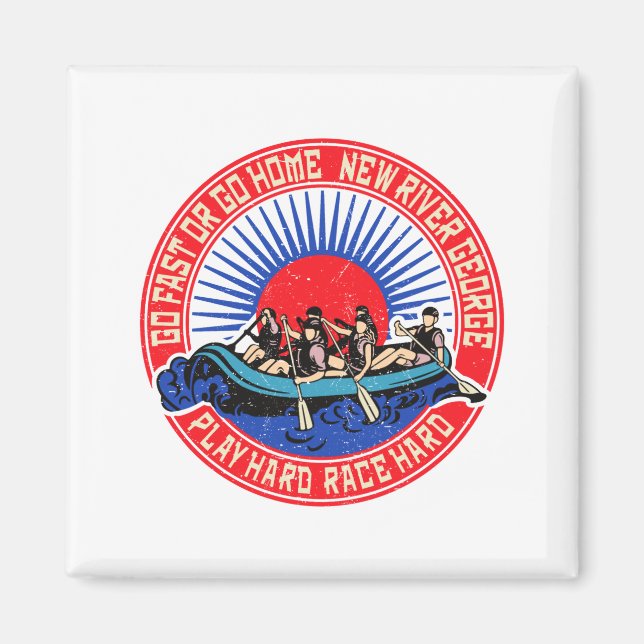 Retro New River George Rafting _1  Magnet (Vorne)