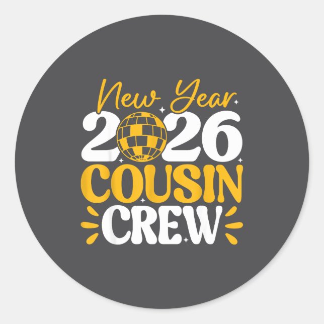 Retro New Year 2026 Cousin Crew New Years Eve Nye  Runder Aufkleber (Vorderseite)