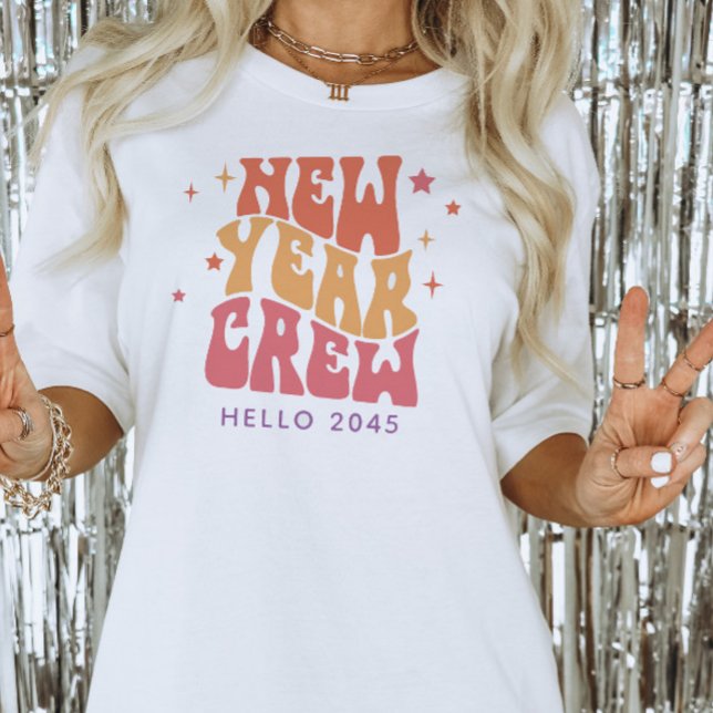 Retro New Year Crew Family T - Shirt (New Year Crew Retro T-Shirt, Gift for Family, Matching Holiday Shirts)