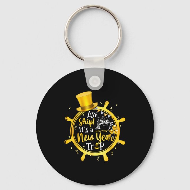 Retro New Year Trip Cruise Matching Family Vacatio Schlüsselanhänger (Vorderseite)