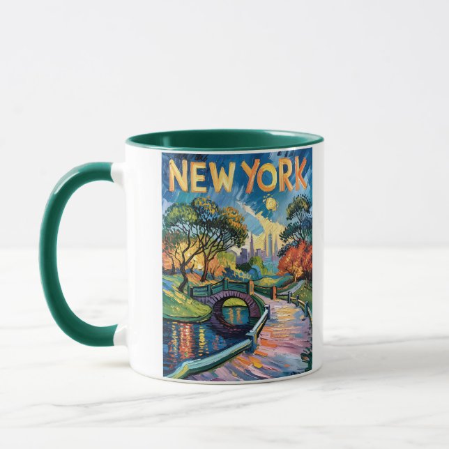 Retro New York Central Park Van Gogh Cityscape Art Tasse (Links)
