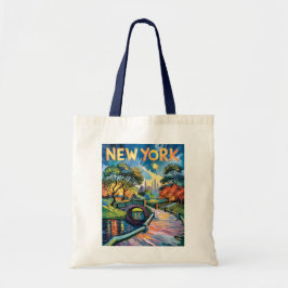 Retro New York Central Park Van Gogh Cityscape Art Tragetasche
