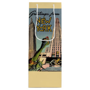 Retro New York City Greeting Geschenktüte Für Weinflaschen
