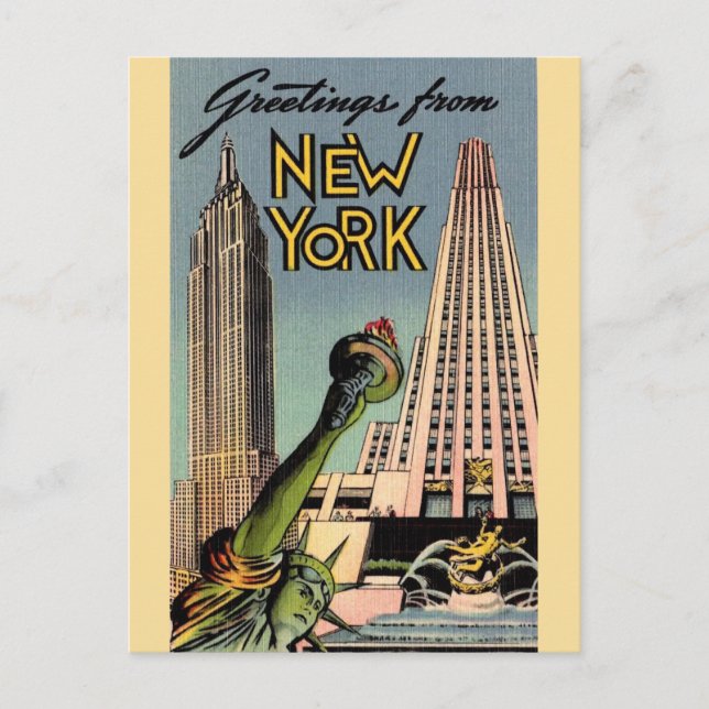 Retro New York City Greeting Postkarte (Vorderseite)