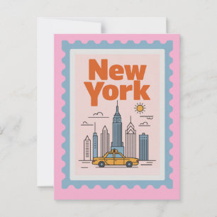 Retro New York City Reise Minimalistische Skyline Postkarte