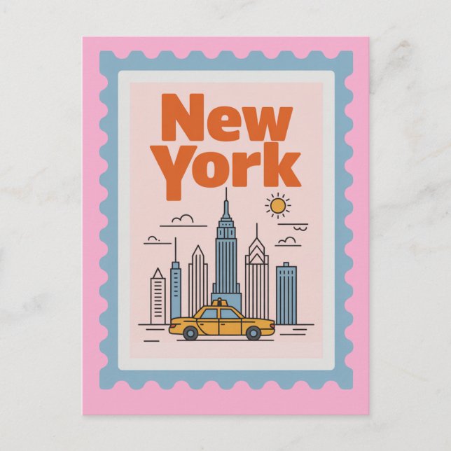 Retro New York City Travel Minimalist Skyline  Postkarte (Vorderseite)