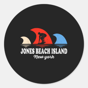 Retro New York Jones Beach Island Surfen  Runder Aufkleber