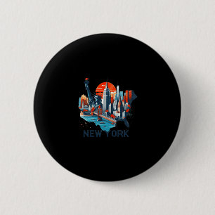 Retro New York Skyline Silhouette _1  Button