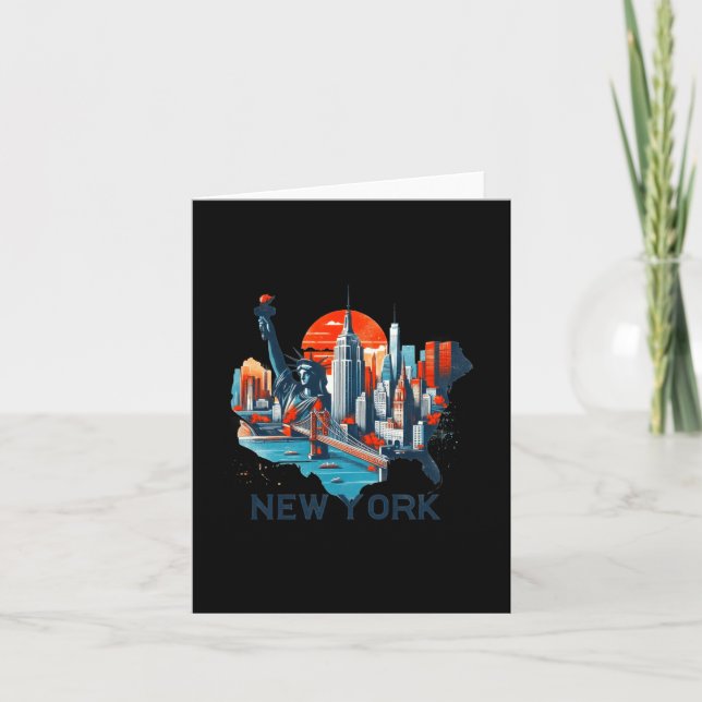 Retro New York Skyline Silhouette  Karte (Vorderseite)