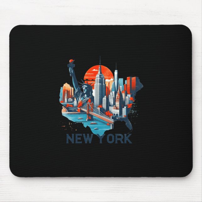 Retro New York Skyline Silhouette  Mousepad (Vorne)