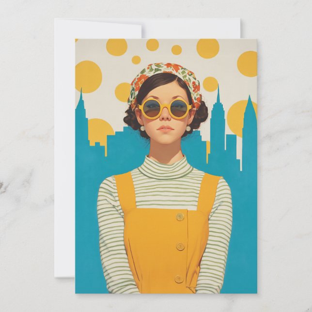 Retro New York Sunshine Einladung (Vorderseite)