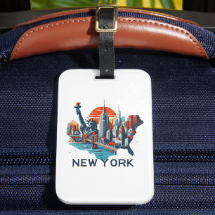 Retro New Yorker Skyline Silhouette Gepäckanhänger