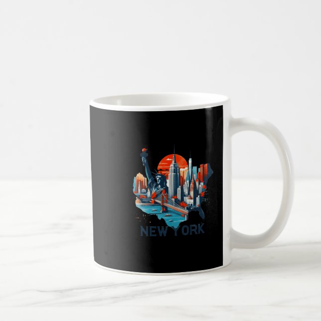 Retro New Yorker Skyline Silhouette  Kaffeetasse (Rechts)