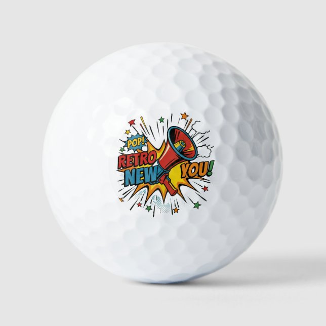 Retro New You: Minimalist Geometric Revival Golfball (Vorderseite)
