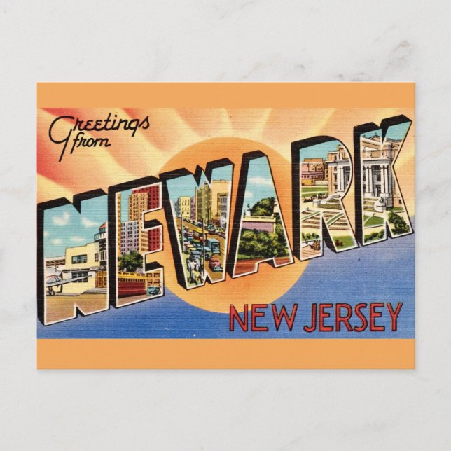 Retro Newark NJ Postcard Postkarte (Vorderseite)