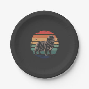 Retro-Newfoundland-Vintage-Geschenke für Hunde-Lie Pappteller