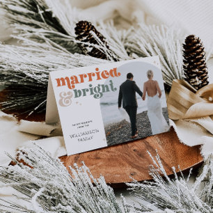 Retro Newlywed Arch Foto Folded Holiday Card Feiertagskarte