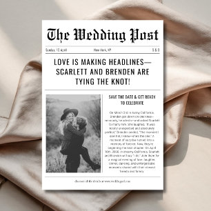 Retro Newspaper Erschwingliches Vintage Wedding Fo Save The Date