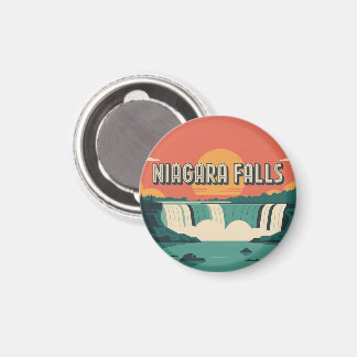 Retro Niagara Falls Sunset Keychain  Magnet