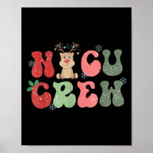 Retro Nicu Crew Weihnachtslichter Rentier Neonatal Poster