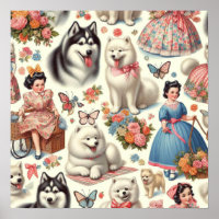 Retro Niedlich American Eskimo Nahtlos