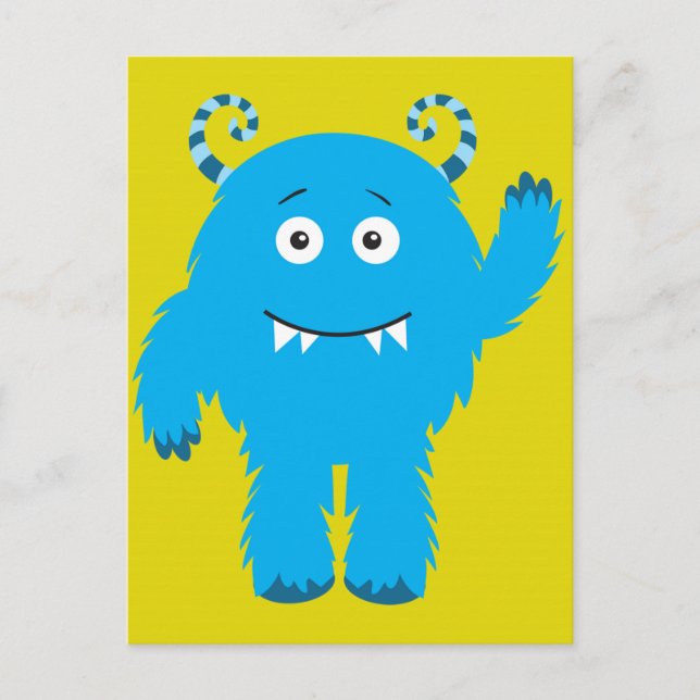 Retro Niedlich Blue Monster Postkarte (Vorderseite)