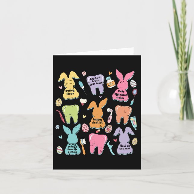 Retro Niedlich Bunny Teeth Dental Squad Funny Dent Karte (Vorderseite)
