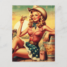 Retro Niedlich Cowgirl Postkarte