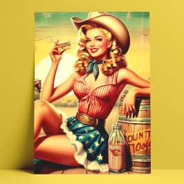 Retro Niedlich Cowgirl Postkarte
