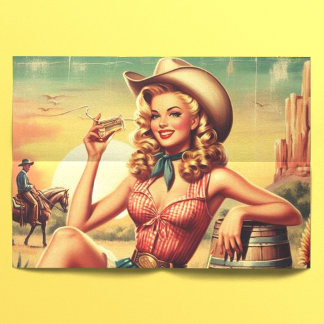 Retro Niedlich Cowgirl Seidenpapier