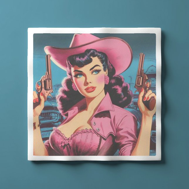 Retro Niedlich Cowgirl Serviette (Von Creator hochgeladen)