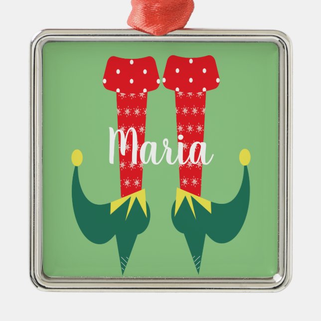 Retro Niedlich Elf Feet Heels Weihnachten Gegenwar Ornament Aus Metall (Vorne)