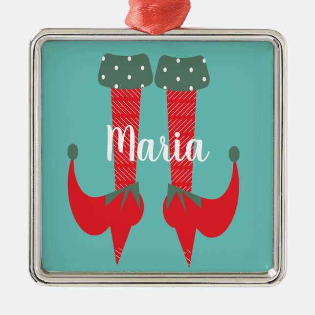 Retro Niedlich Elf Feet Heels Weihnachten Gegenwar Ornament Aus Metall (Vorne)