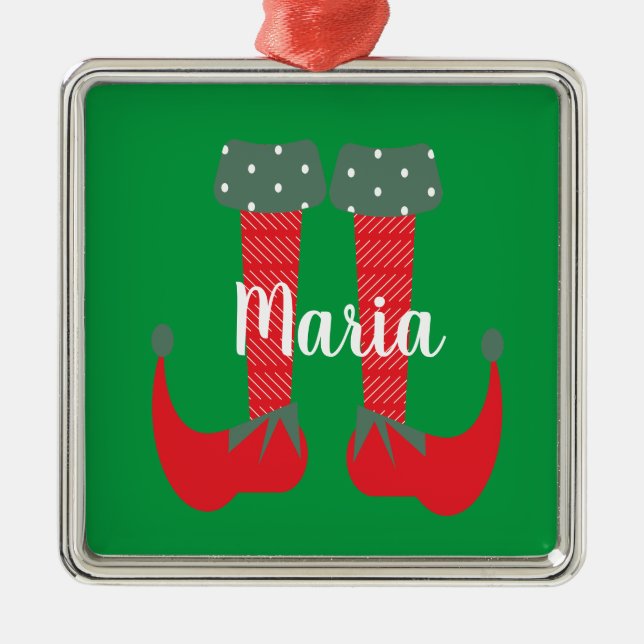 Retro Niedlich Elf Feet Weihnachten Gegenwart Ornament Aus Metall (Vorne)