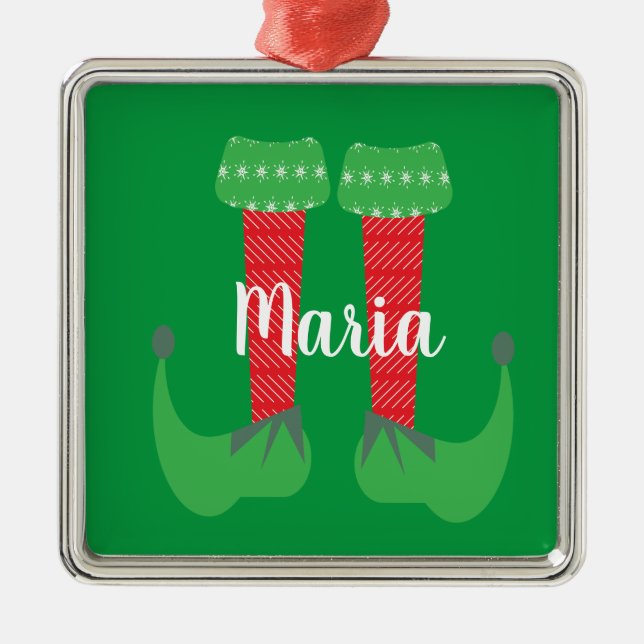 Retro Niedlich Elf Feet Weihnachten Gegenwart Ornament Aus Metall (Vorne)