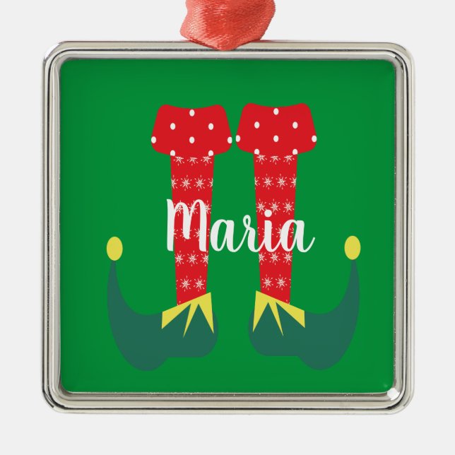 Retro Niedlich Elf Feet Weihnachten Gegenwart Ornament Aus Metall (Vorne)