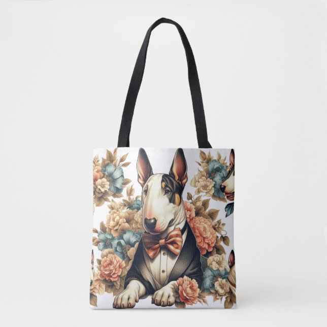 Retro Niedlich Floral Bull Terrier (Vorderseite)