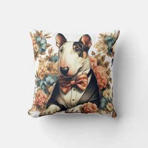 Retro Niedlich Floral Bull Terrier Kissen