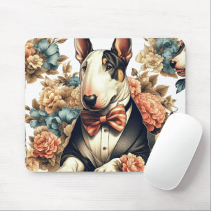 Retro Niedlich Floral Bull Terrier Mousepad