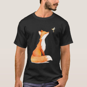 Retro Niedlich Fox and Hummingbird Vintag Wildtier T-Shirt