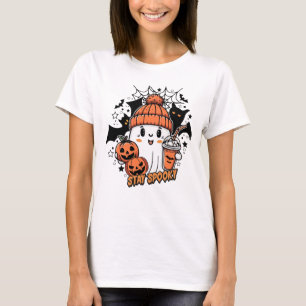 Retro Niedlich Ghost Coffee Pumpkin Spooky T-Shirt